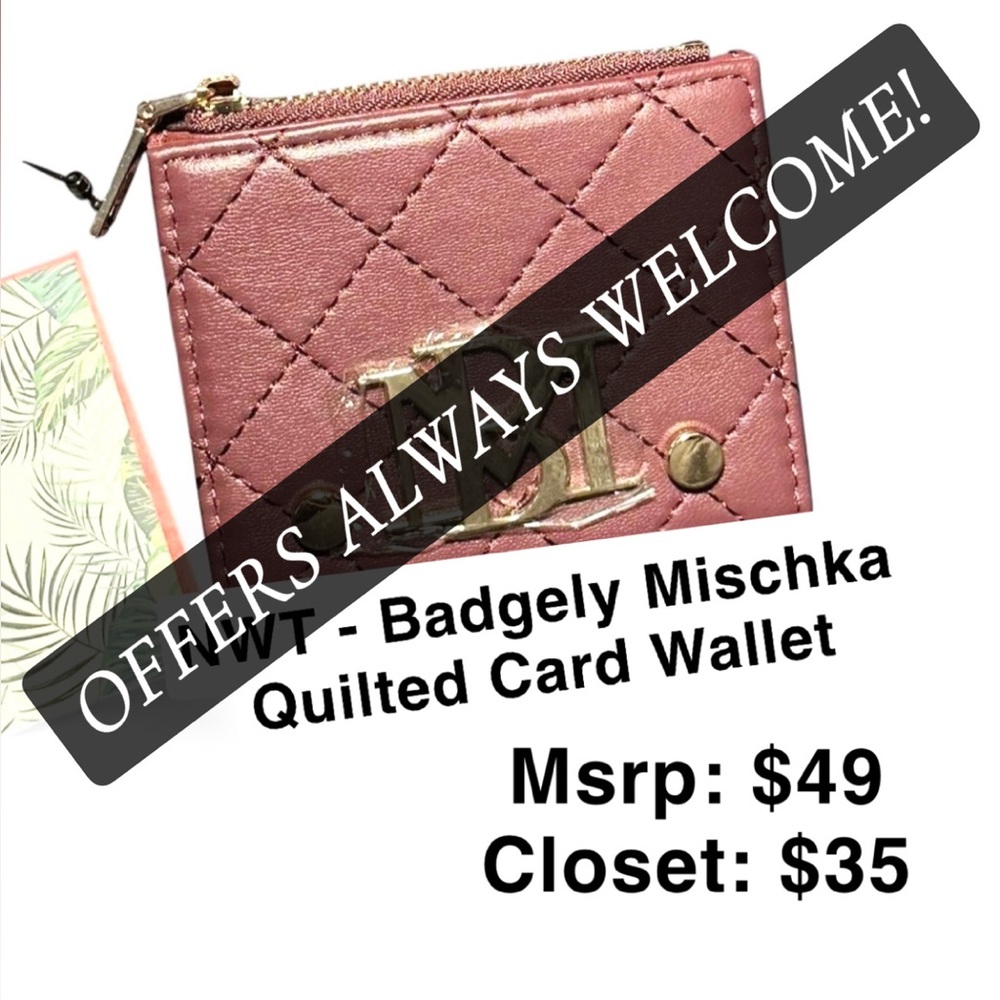 NWT - Badgely Mischka Vegan Leather Card Wallet in Plum - Picture 10 of 10